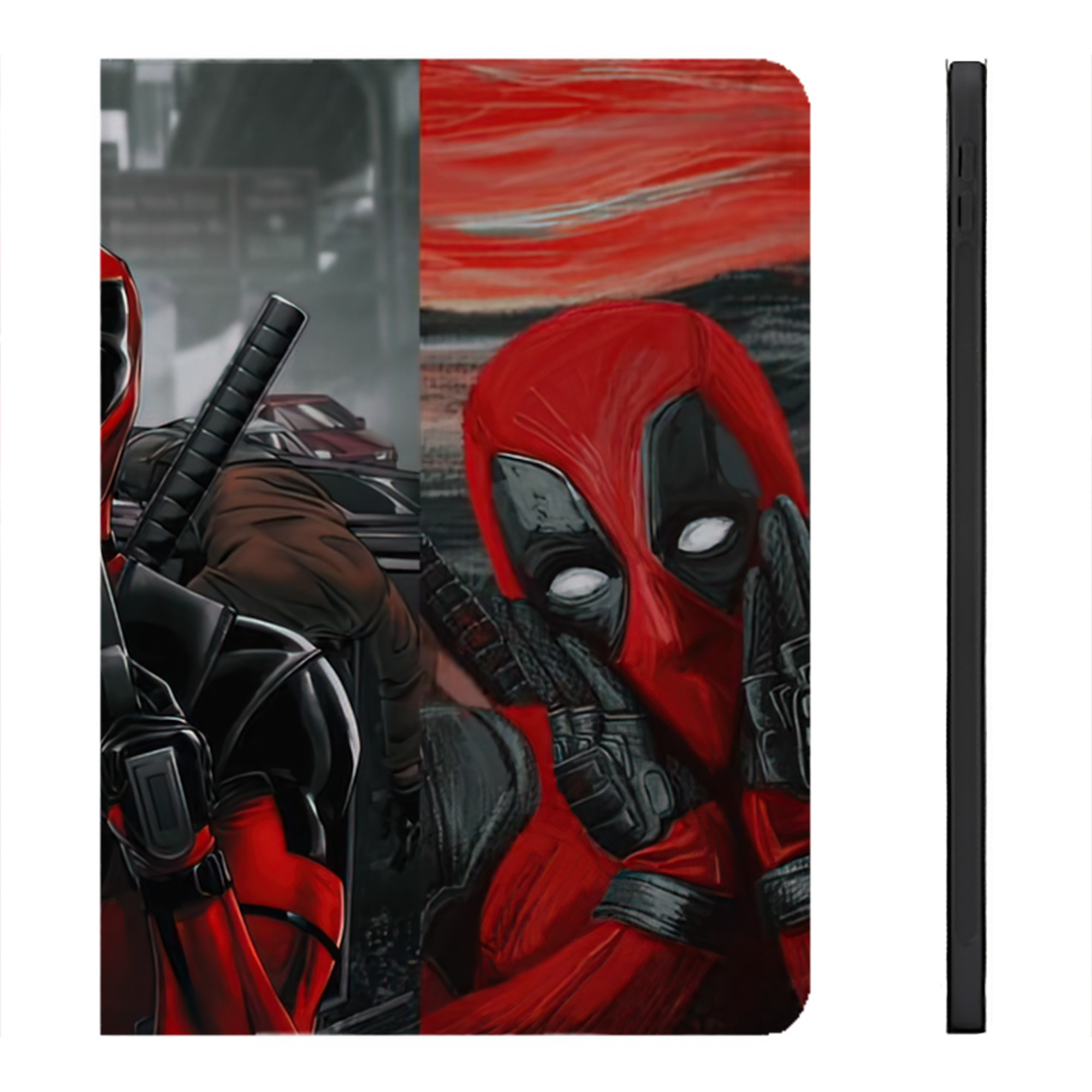 （画像用） Deadpool デッドプール IPadケース ペンホルダー付き ブックスタイルデザイン